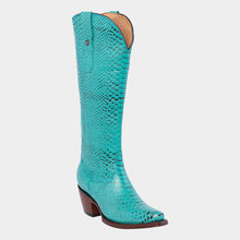Cargar imagen en el visor de la galería, D2084 - Bota kiara snake print azul turquesa
