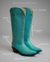 Cargar imagen en el visor de la galería, D2084 - Bota kiara snake print azul turquesa
