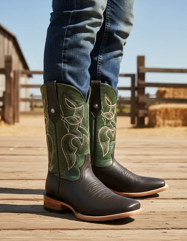 D3042 - Bota bulldog de cuero crazy choco/barza verde
