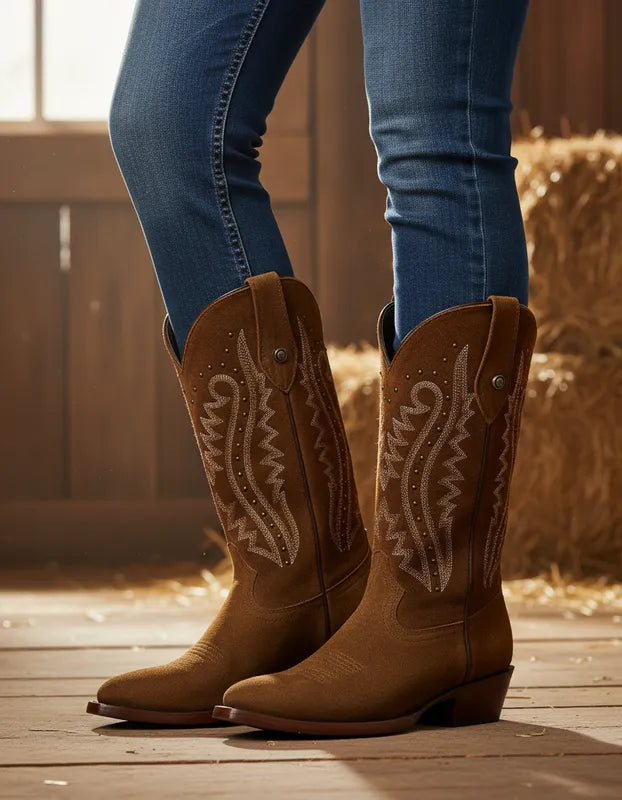 D3061 - Bota oval gamuza tabaco