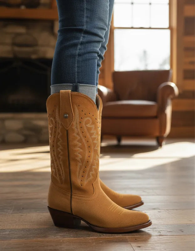 D3062 - Bota oval gamuza miel