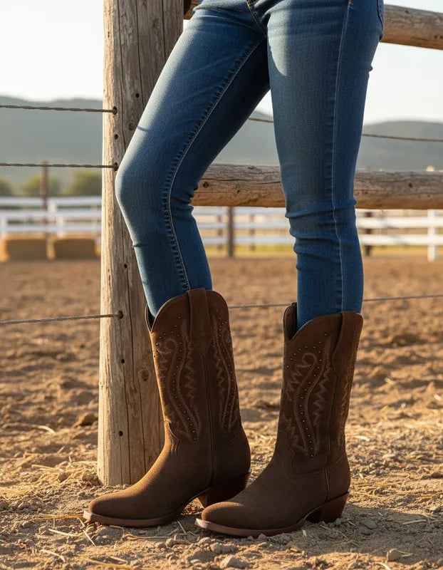 D3063 - Bota oval gamuza choco