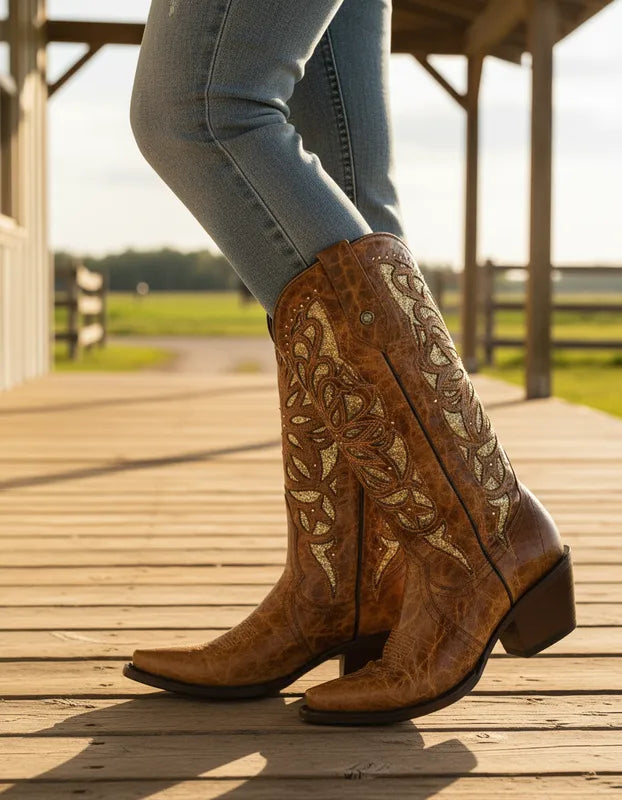 D4014 - Bota puntal láser con estoperoles desierto miel