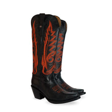 Cargar imagen en el visor de la galería, D4022 - Bota puntal kiara venado negro/naranja
