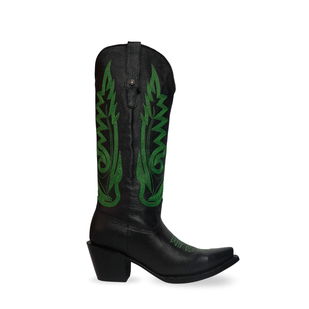 D4023 - Bota puntal kiara venado negro/verde