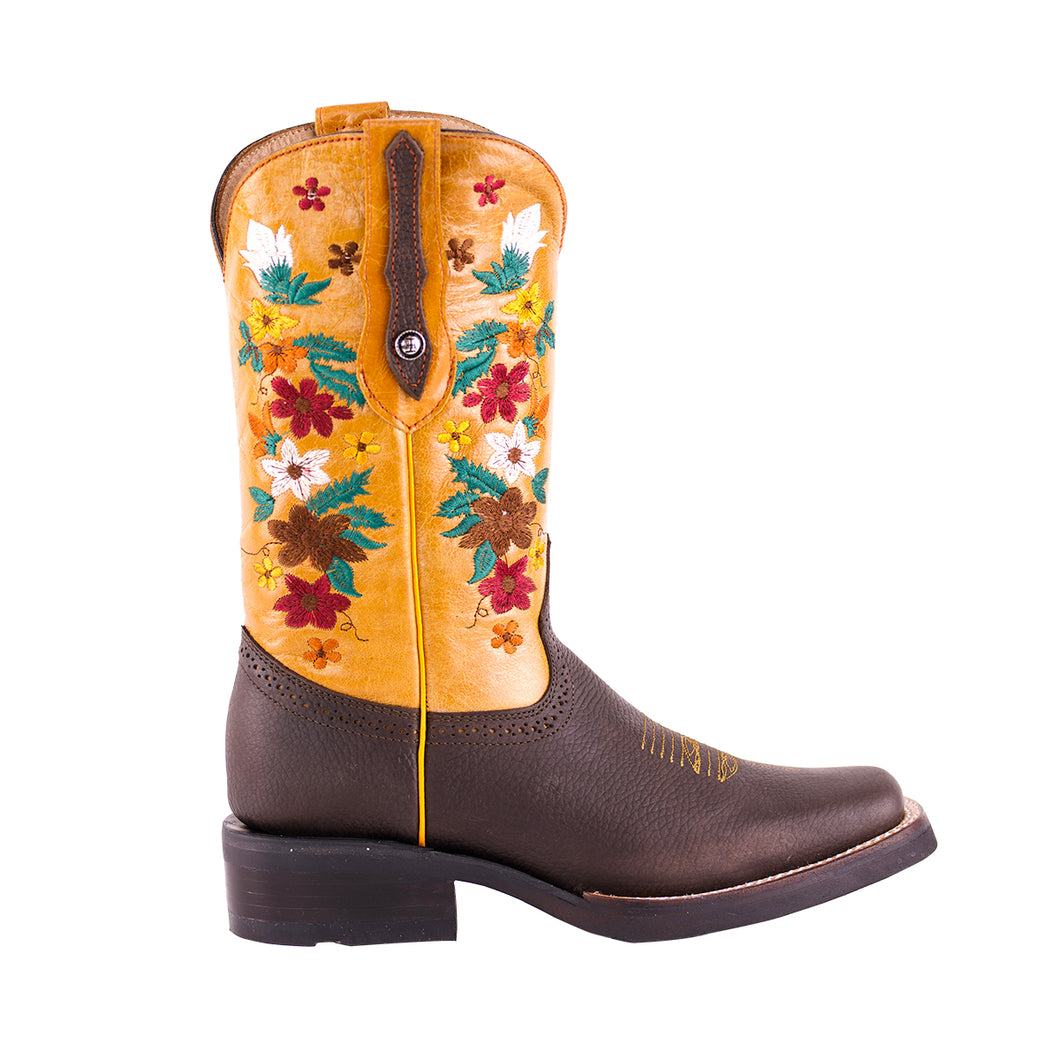 ELD1011 - Bota rodeo de hule floter choco/miel