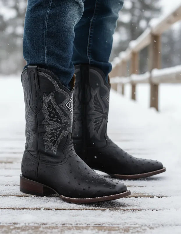 EB2001 - Bota bulldog panza avestruz negro