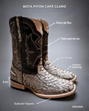 Cargar imagen en el visor de la galería, EB4004 - Bota bulldog pitón café claro
