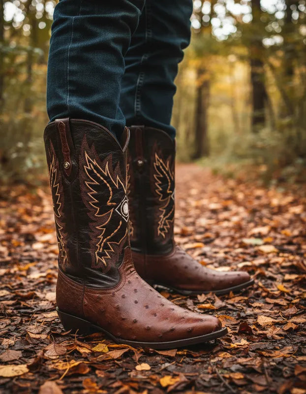 EO2002 - Bota oval avestruz café