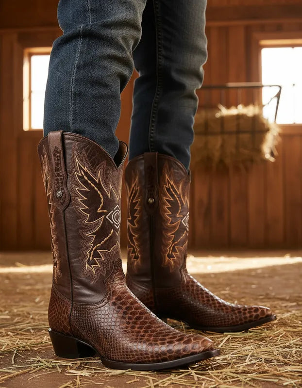 EO3002 - Bota oval pitón café