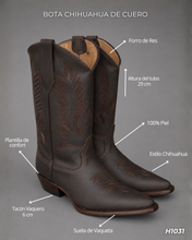 Cargar imagen en el visor de la galería, H1031 - Bota chihuahua de cuero crazy choco

