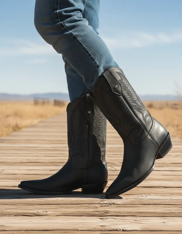 H1032 - Bota chihuahua cuero crazy negro
