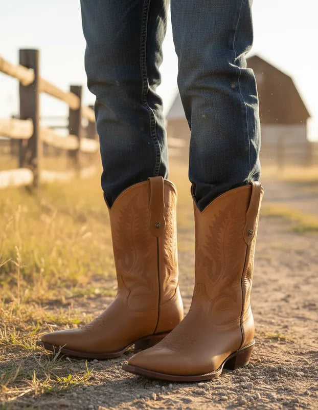 H1033 - Bota chihuahua cuero crazy oro