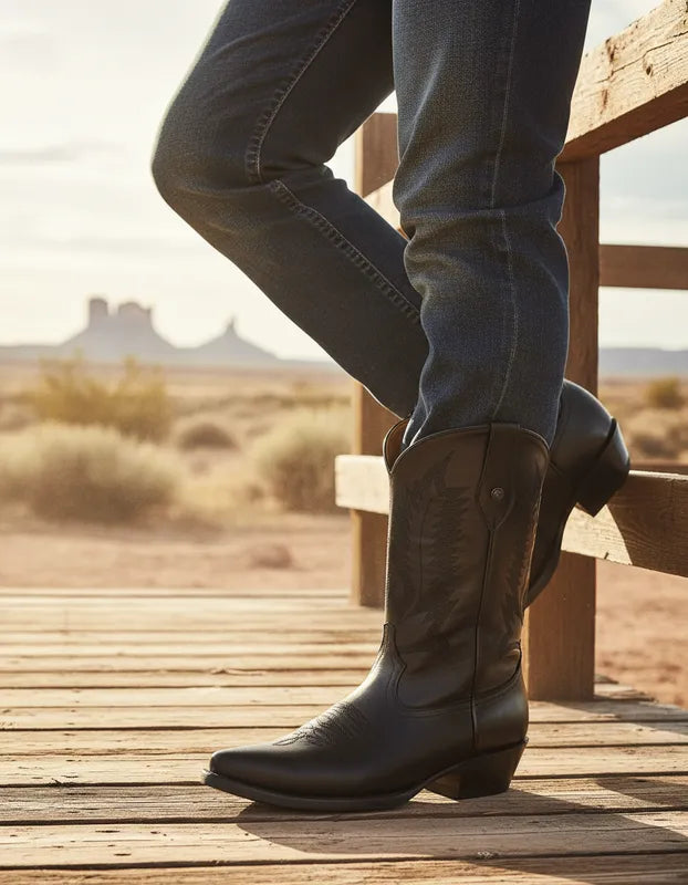 H1035 - Bota chihuahua cuero atanado negro
