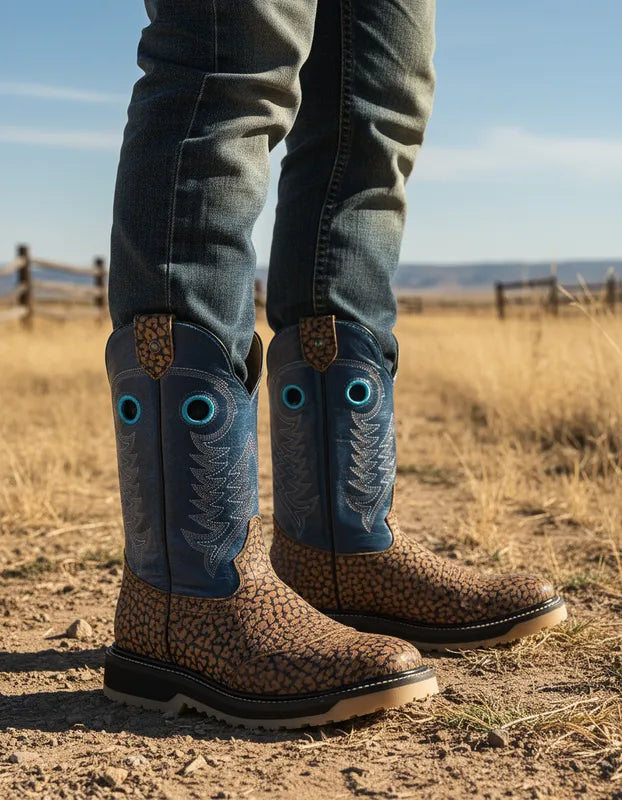 H1053 - Bota casco de acero cuello toro órix/azul