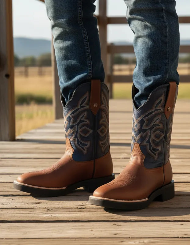 H1062 - Bota roper poliuretano crazy bronce/azul