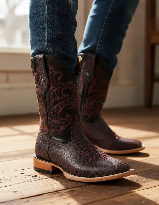 H1074 - Bota bulldog cuello toro vino/negro