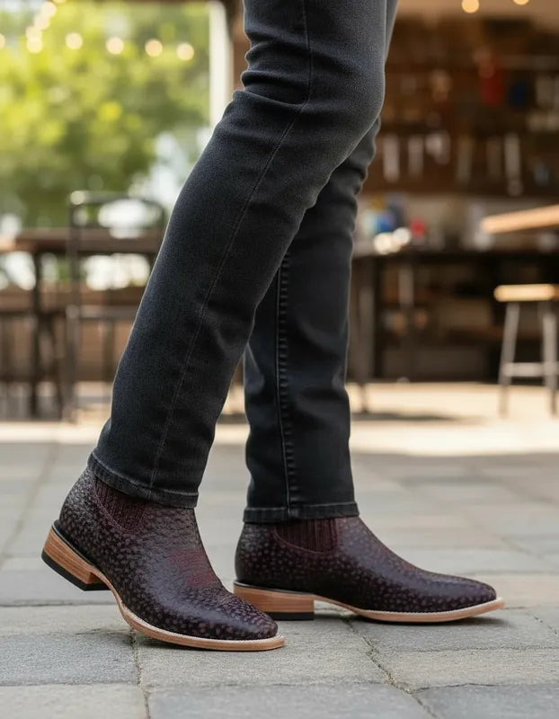 H1083 - Botín bulldog cuello toro vino