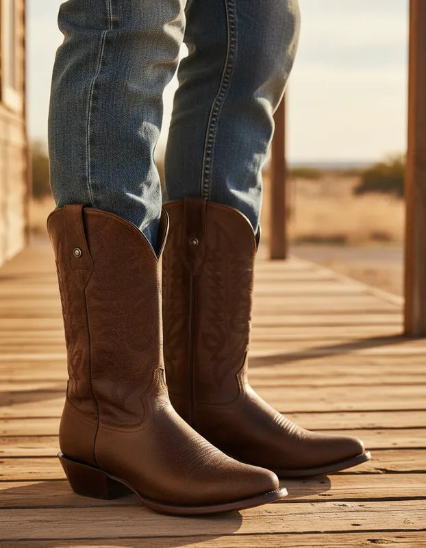 H1091 - Bota oval gamuza jersey café