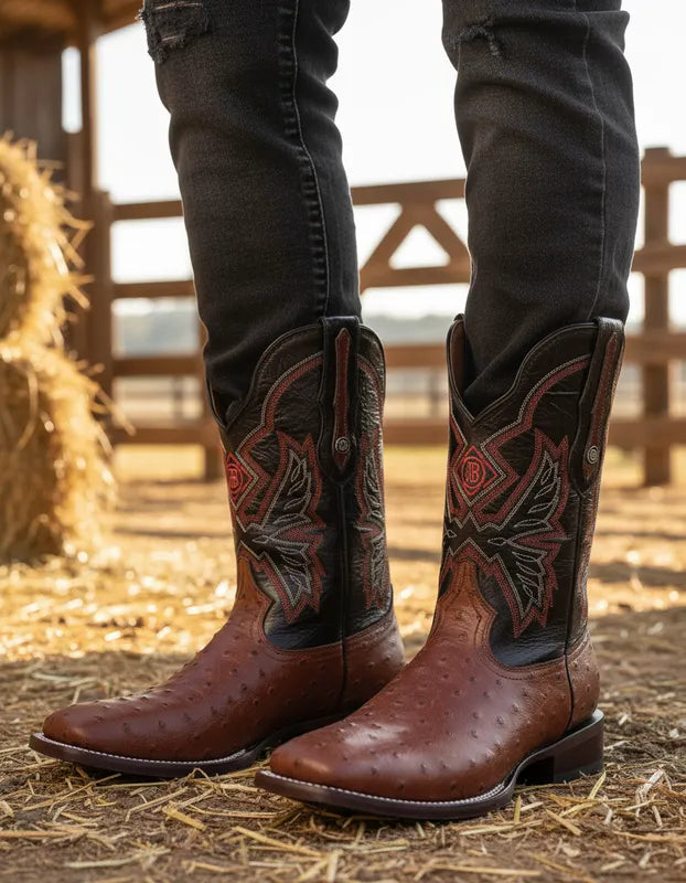 H2011 - Bota bulldog clon avestruz café/barza café