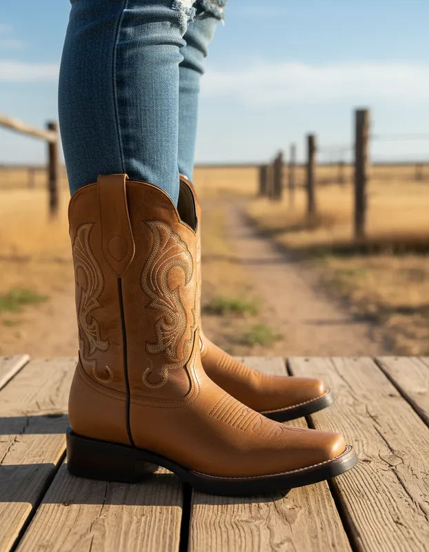 H5003 - Bota rodeo hule crazy oro/cajeta