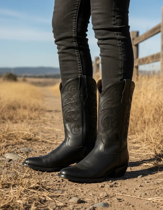 H6001 - Bota oval bordada venado negro