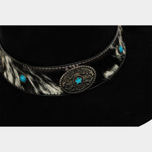 Load image into Gallery viewer, STTRIANG4001 - Texana triángulo negro toquilla pelo de res piedra azul
