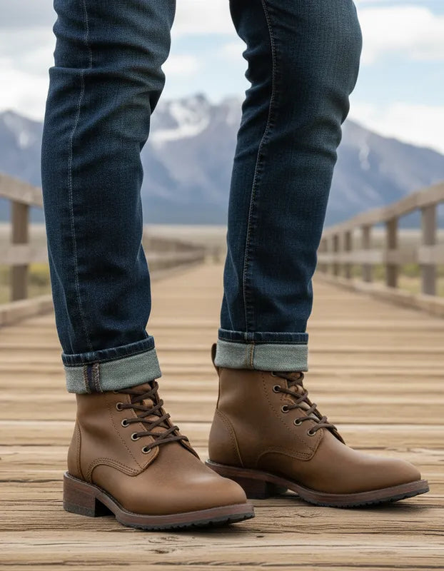 U9001 - Bota casual cuero/hule crazy oro