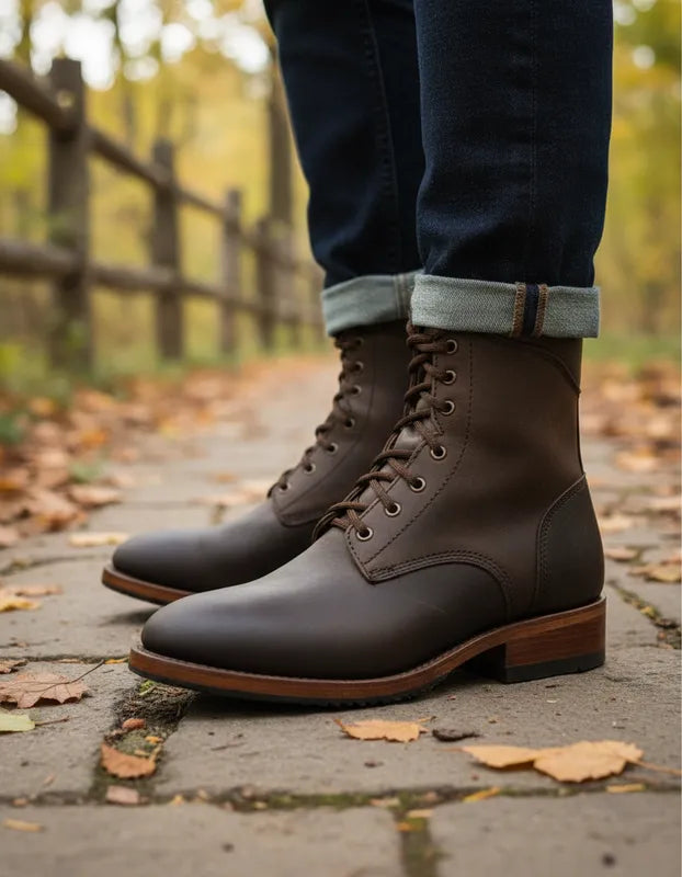U9002 - Bota casual cuero/hule crazy choco