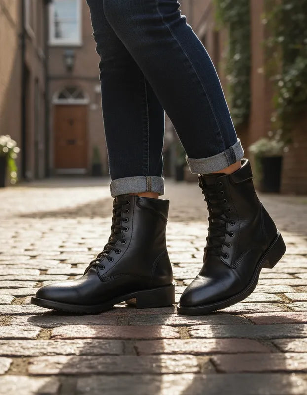 U9003 - Bota casual cuero/hule atanado negro