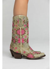 Cargar imagen en el visor de la galería, UP1003 - Bota puntal flores desierto ostra/fucsia
