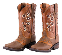 Cargar imagen en el visor de la galería, D4002 - Bota rodeo crazy oro/cajeta
