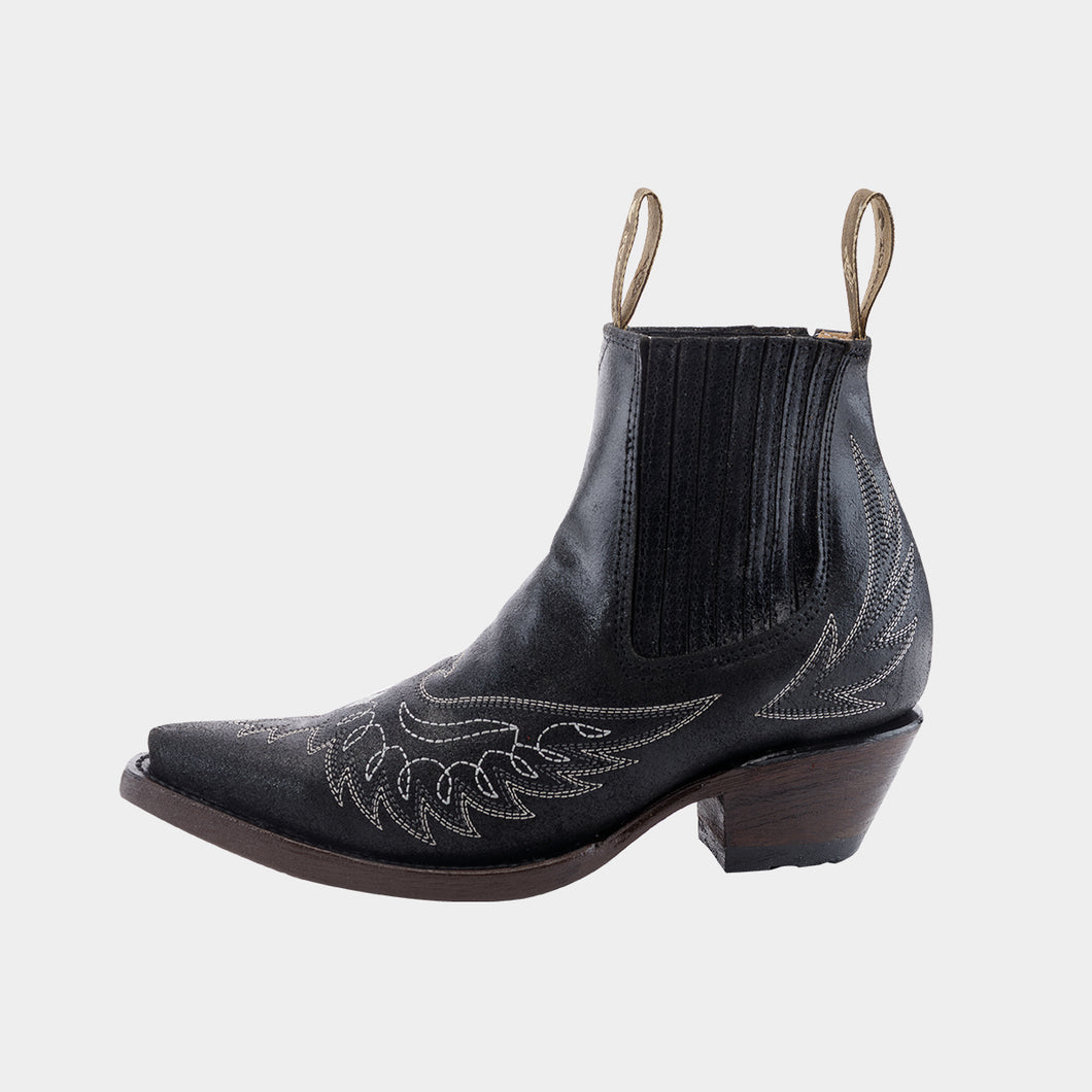 D1064 - Botín puntal bordado águila jersey negro