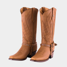 Load image into Gallery viewer, D1091 - Bota rodeo con cinto crazy oro
