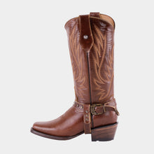 Load image into Gallery viewer, D1092 - Bota rodeo con cinto capuchino café
