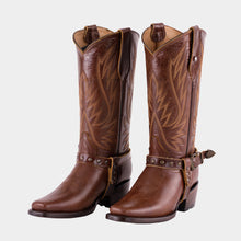 Load image into Gallery viewer, D1092 - Bota rodeo con cinto capuchino café
