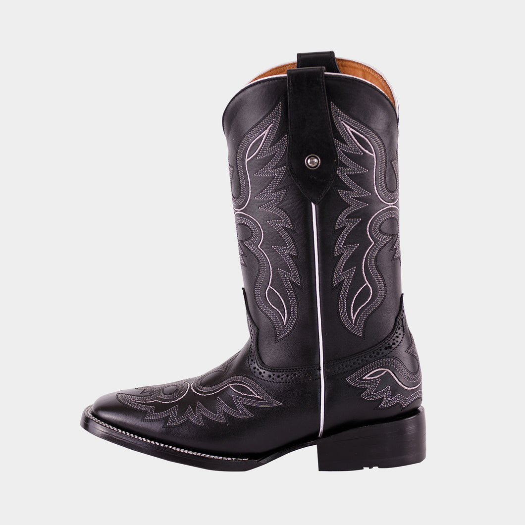 D2011 - Bota bulldog de cuero atanado negro