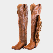 Cargar imagen en el visor de la galería, D2071 - Bota canela barbas jersey café
