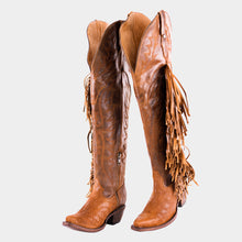 Cargar imagen en el visor de la galería, D2071 - Bota canela barbas jersey café

