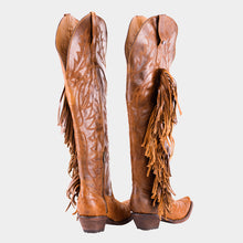 Cargar imagen en el visor de la galería, D2071 - Bota canela barbas jersey café

