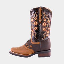Load image into Gallery viewer, D4001 - Bota rodeo antifaz de hule crazy tang/choco
