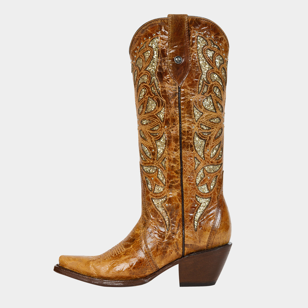 D4014 - Bota puntal láser con estoperoles desierto miel