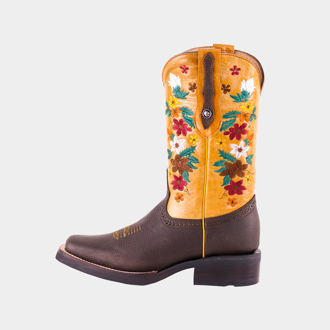 D6002 - Bota rodeo de hule floter choco/miel