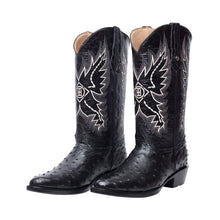Cargar imagen en el visor de la galería, EO2001 - Bota oval avestruz negro
