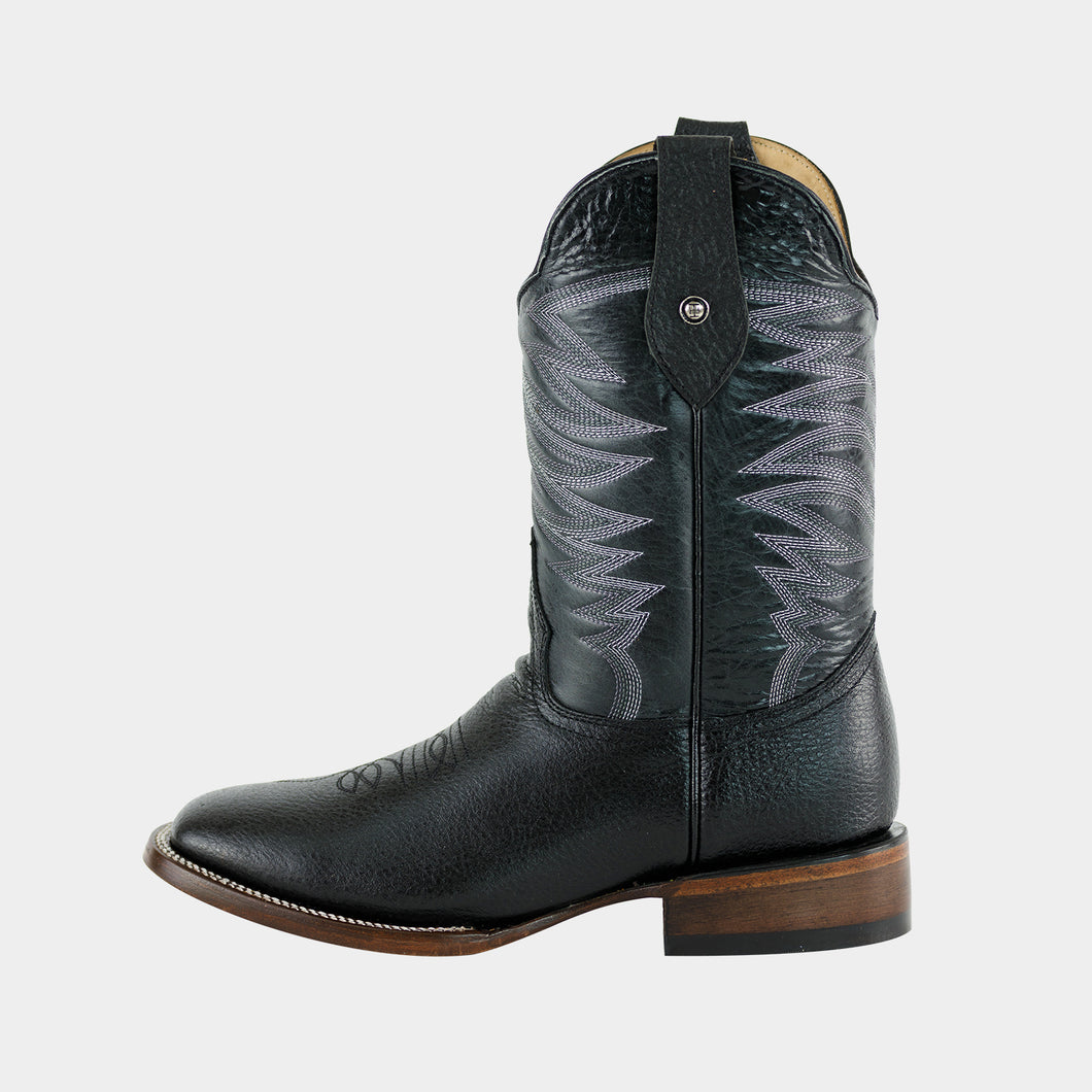 H1002 Bota bulldog de cuero b falo negro negro Horsag