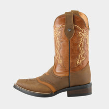 Load image into Gallery viewer, H4003 - Bota rodeo antifaz de hule crazy oro/cajeta

