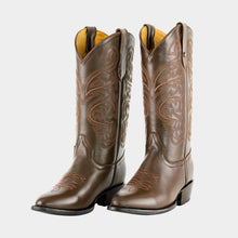 Load image into Gallery viewer, H6002 - Bota oval bordada atanado café
