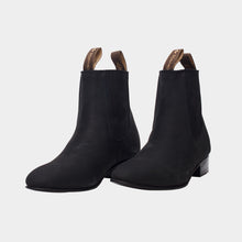 Load image into Gallery viewer, U1005 - Botín charro de cuero nubuck negro
