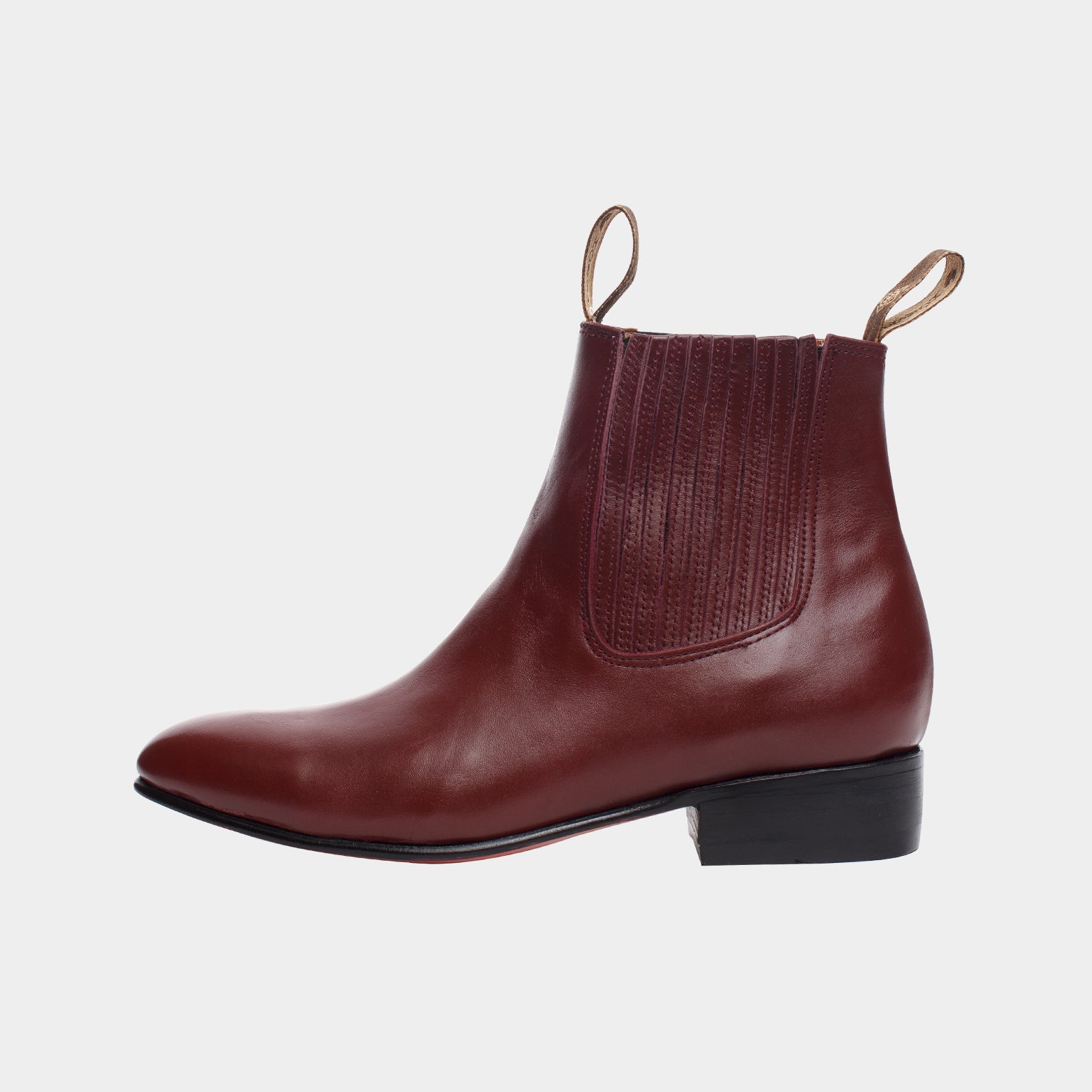 U1008 Botín charro de cuero atanado vino – Horsag